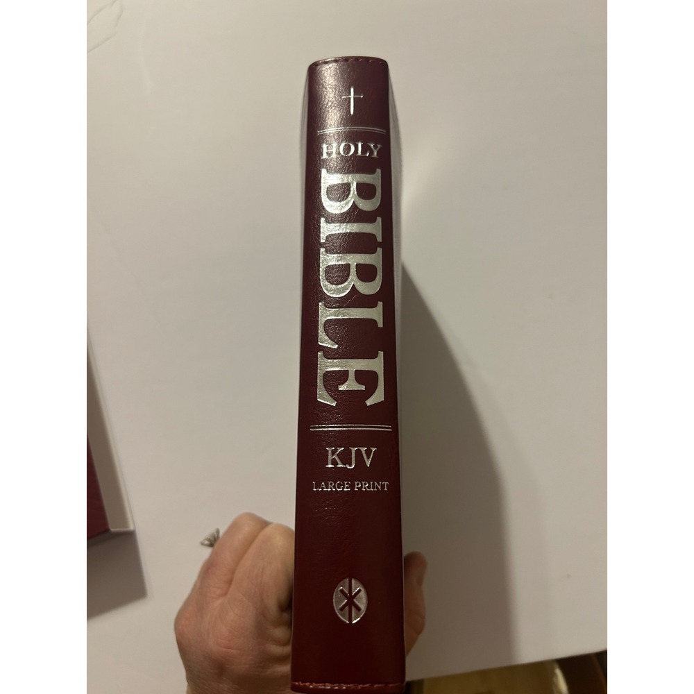 KJV Holy Bible Large Print Edition Burgundy PU Leather Silver Gilt - Picture 4 of 4